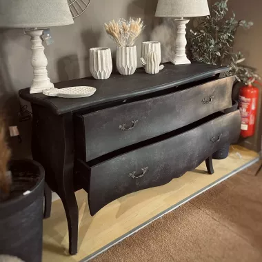 Commode Noire 2 Tiroirs